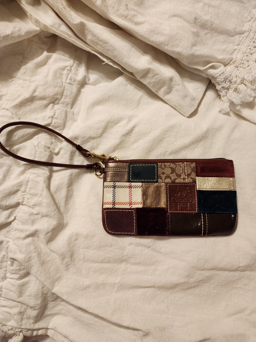 Coach Patchwork Wristlet - Multicolor Leather & Fabric
